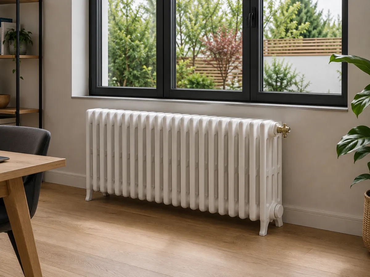 Radiateur en fonte classique Idéal à 4 colonnes, hauteur 46 cm, restauré par REMANENCE